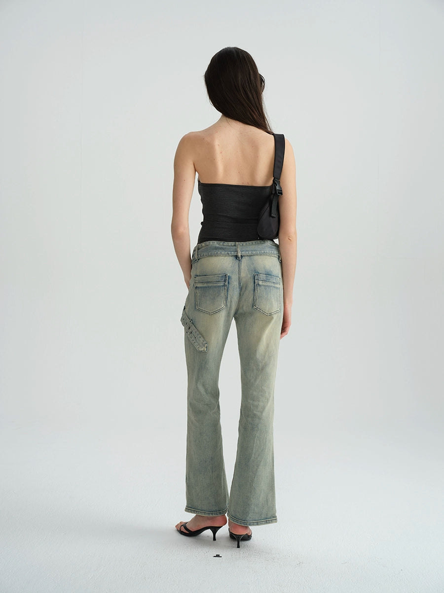 Two-Tone Tie-Strap Knit Bustier