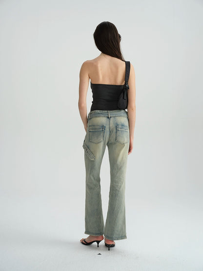Two-Tone Tie-Strap Knit Bustier