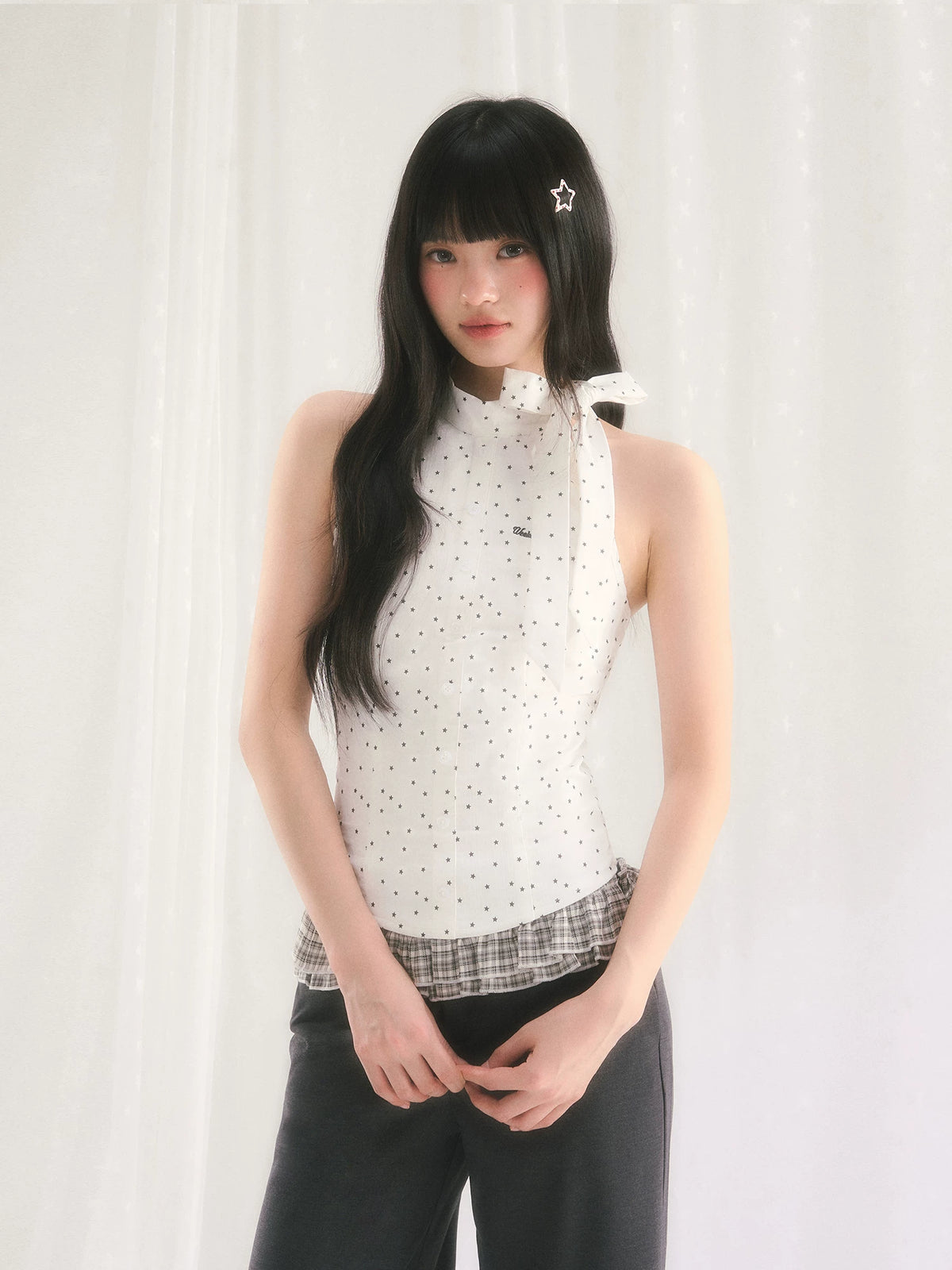 White Star Printed Halter Top