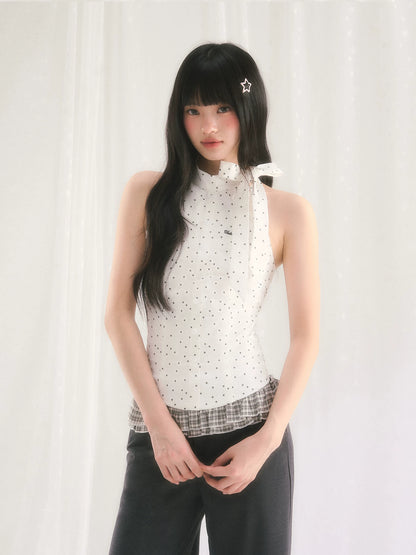 White Star Printed Halter Top