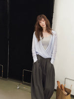 Silk Cross V-neck Knit Top