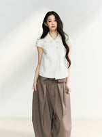 White Cotton Double Button Shirt