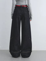 Red Waist Wide-Leg Pants