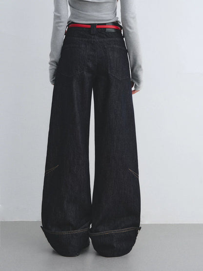 Red Waist Wide-Leg Pants