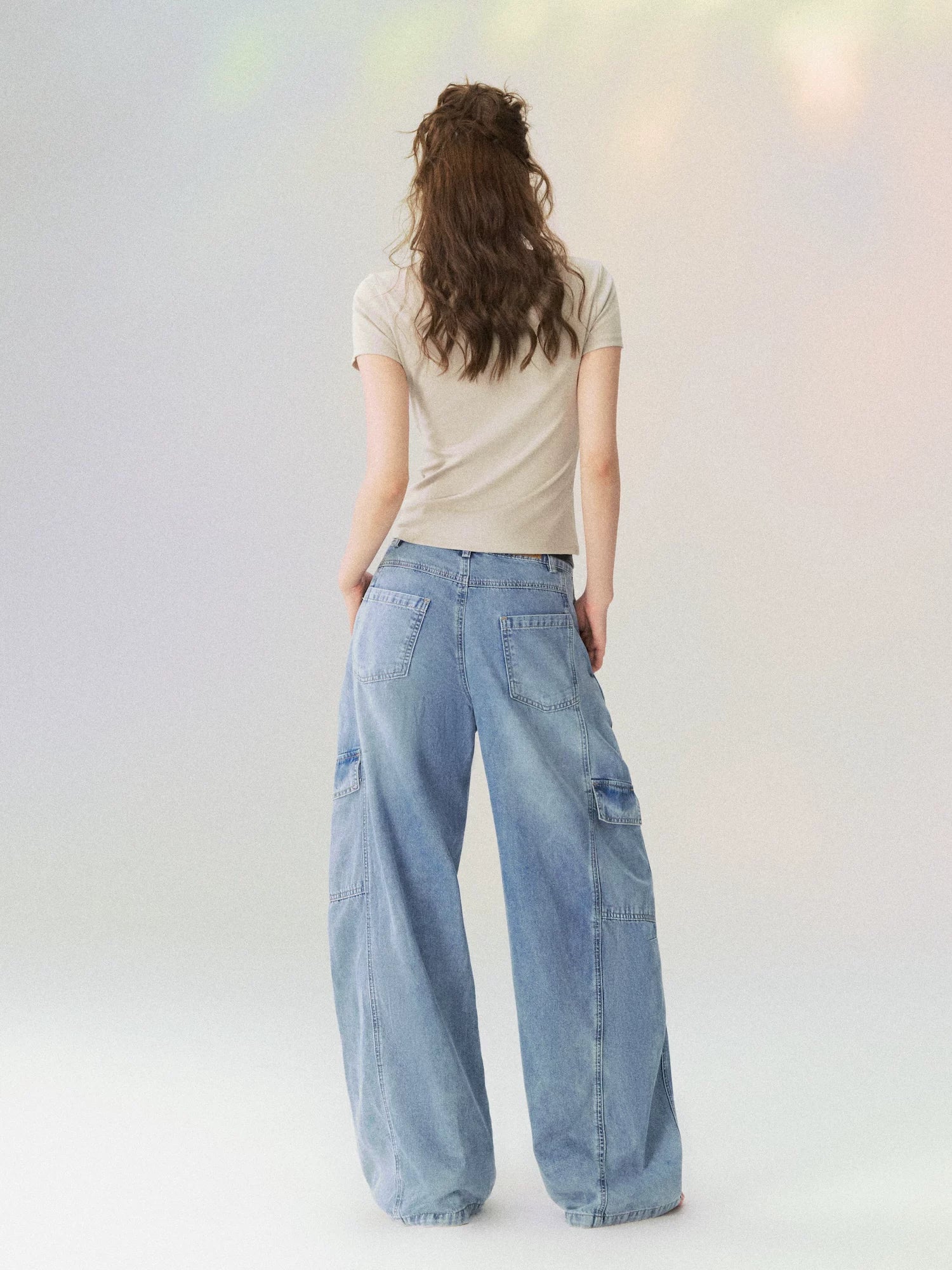 Multi-Pocket Cargo Wide-Leg Jeans