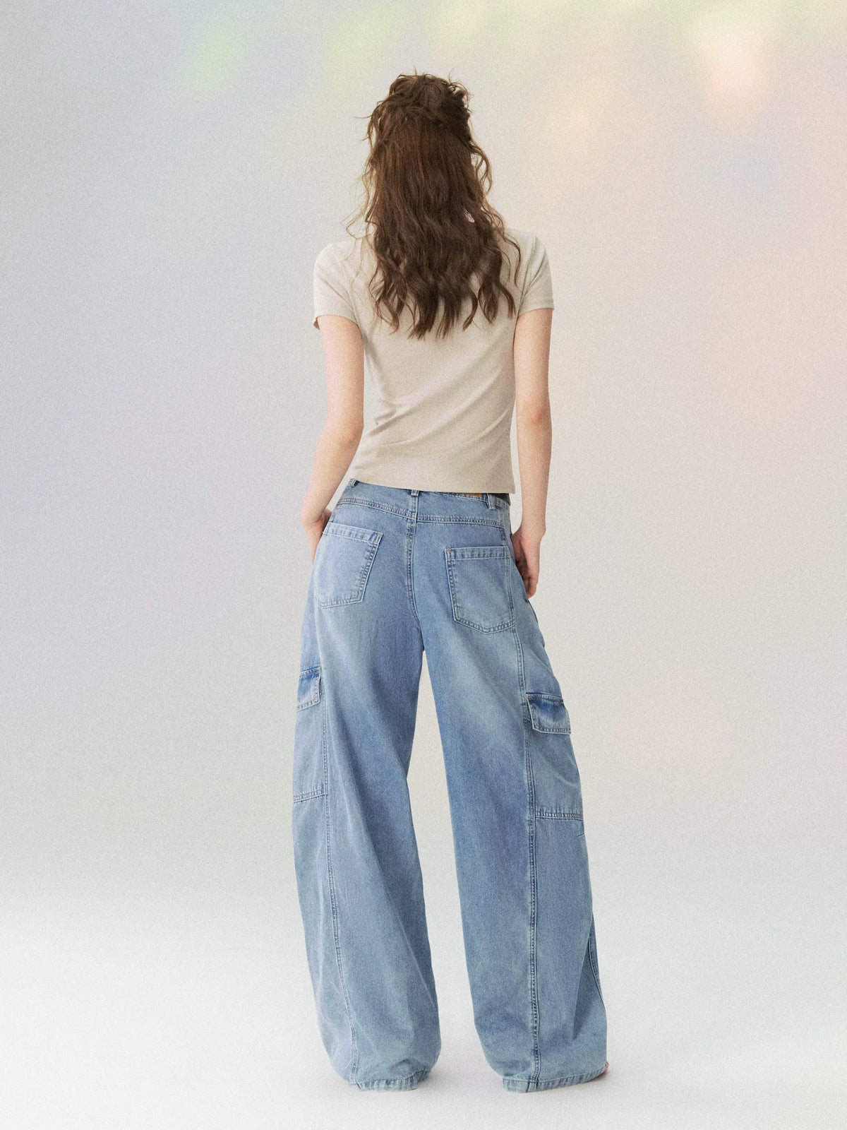 Multi-Pocket Cargo Wide-Leg Jeans