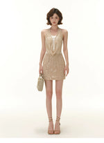 Lace Embroidered Halter Dress