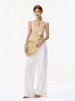 Beaded Halter Crop Top