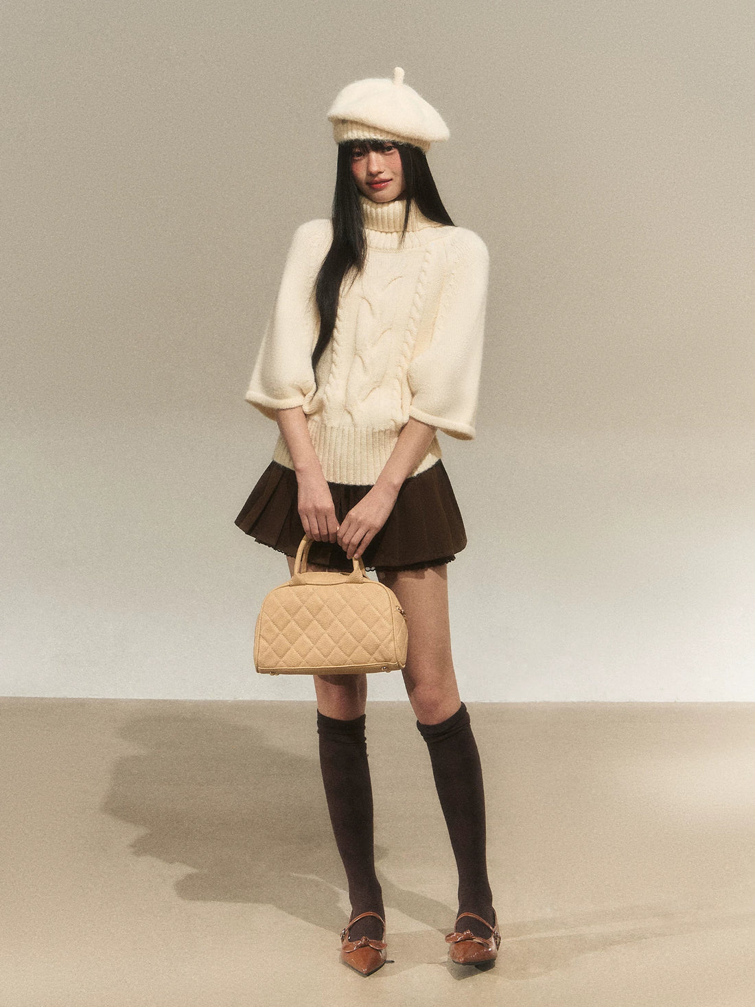 High-Neck Jacquard Knit Top