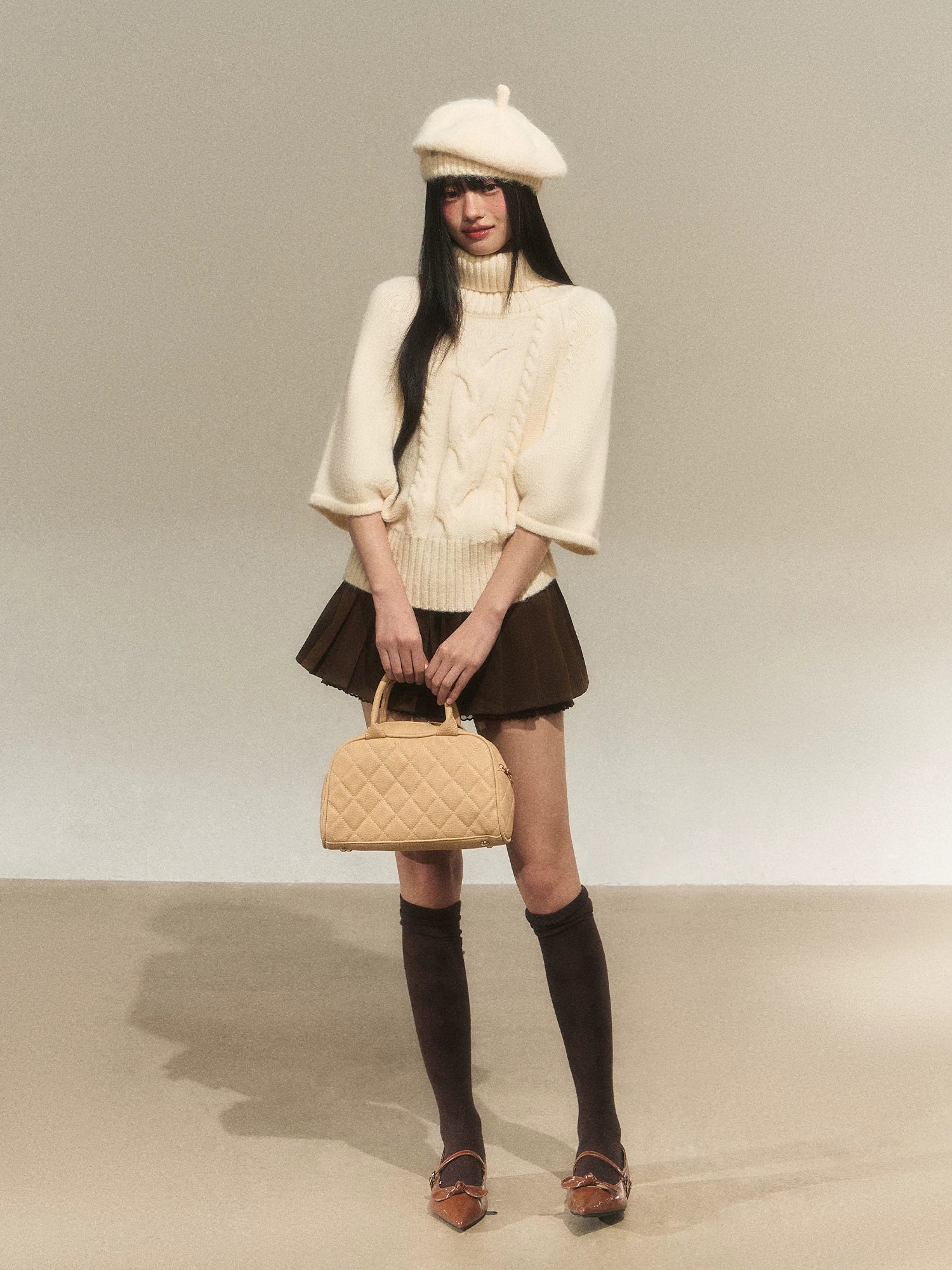 High-Neck Jacquard Knit Top