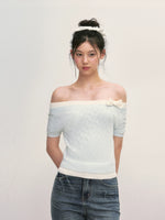 Cable Knit Off-Shoulder Top