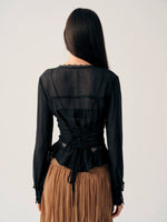 Black Lace Drawstring Cardigan