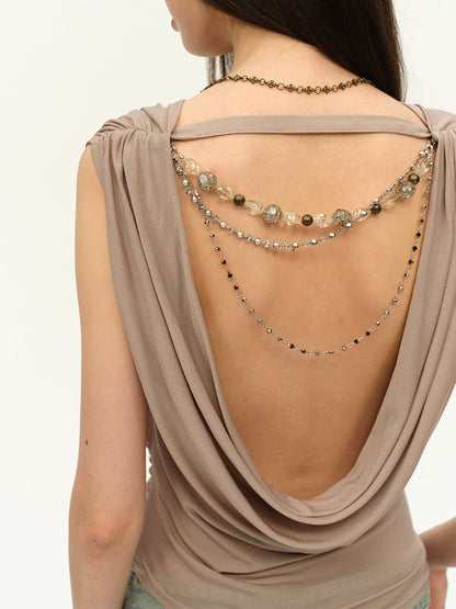 Draped Backless Beaded Cami