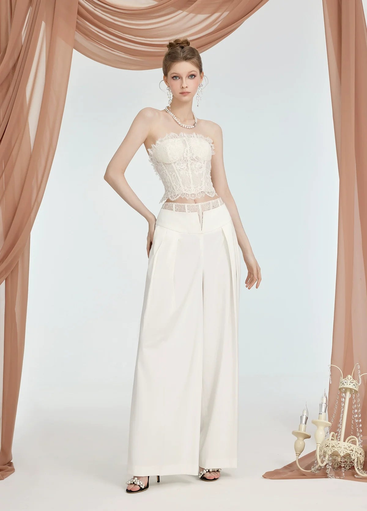 Naomi Lace Mesh Boned Backless Corset