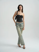 Two-Tone Tie-Strap Knit Bustier
