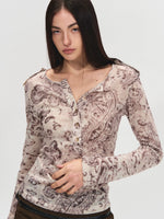 Paisley Henley Long Sleeve Tee