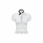 French V-Neck Ruffle Shirt