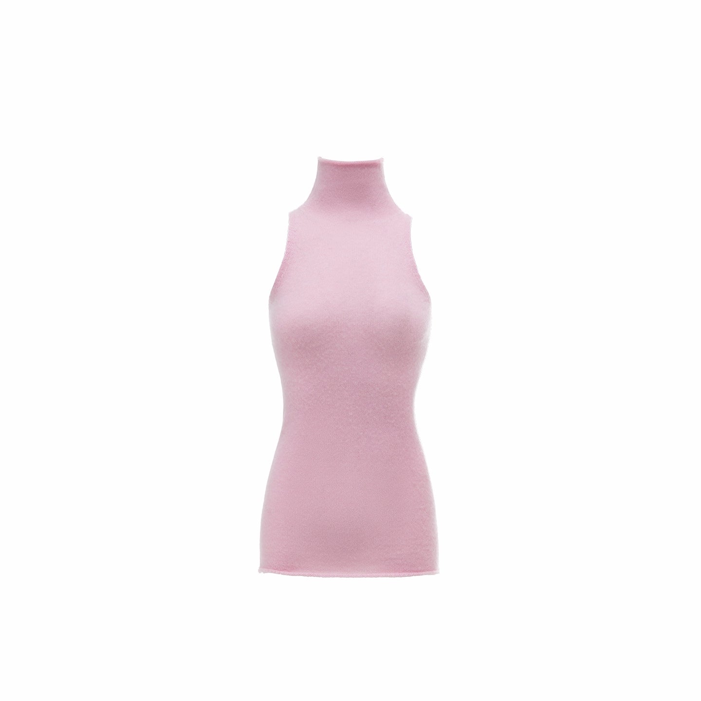Solid Mohair High-Neck Sleeveless Vest