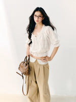 White Cotton Ruffle Top