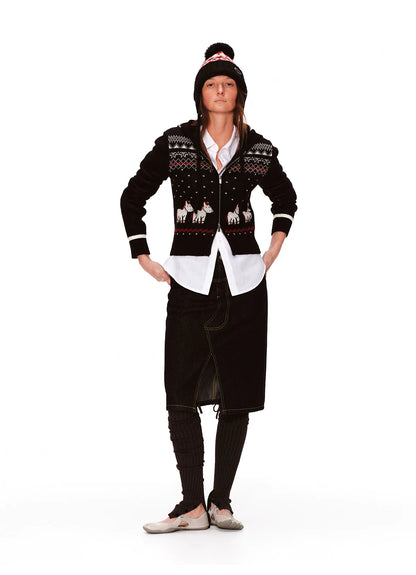 Merino Horse Knit Hoodie