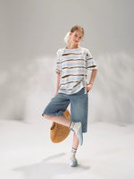 Lace Scarf Stripe T-Shirt