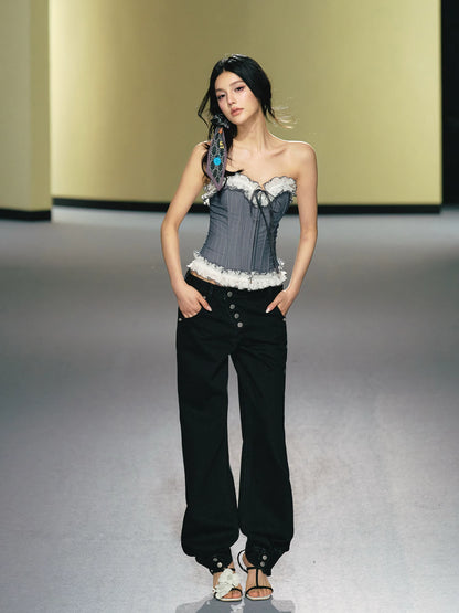Asymmetric Straight Leg Jeans