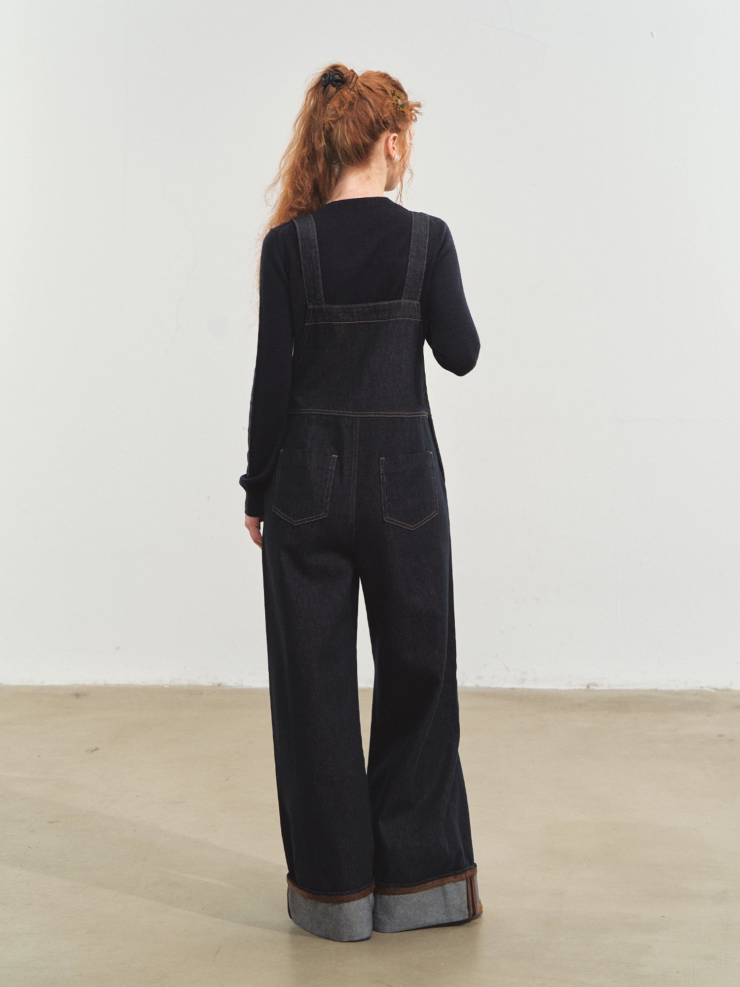 Raw Denim Cuffed Overalls