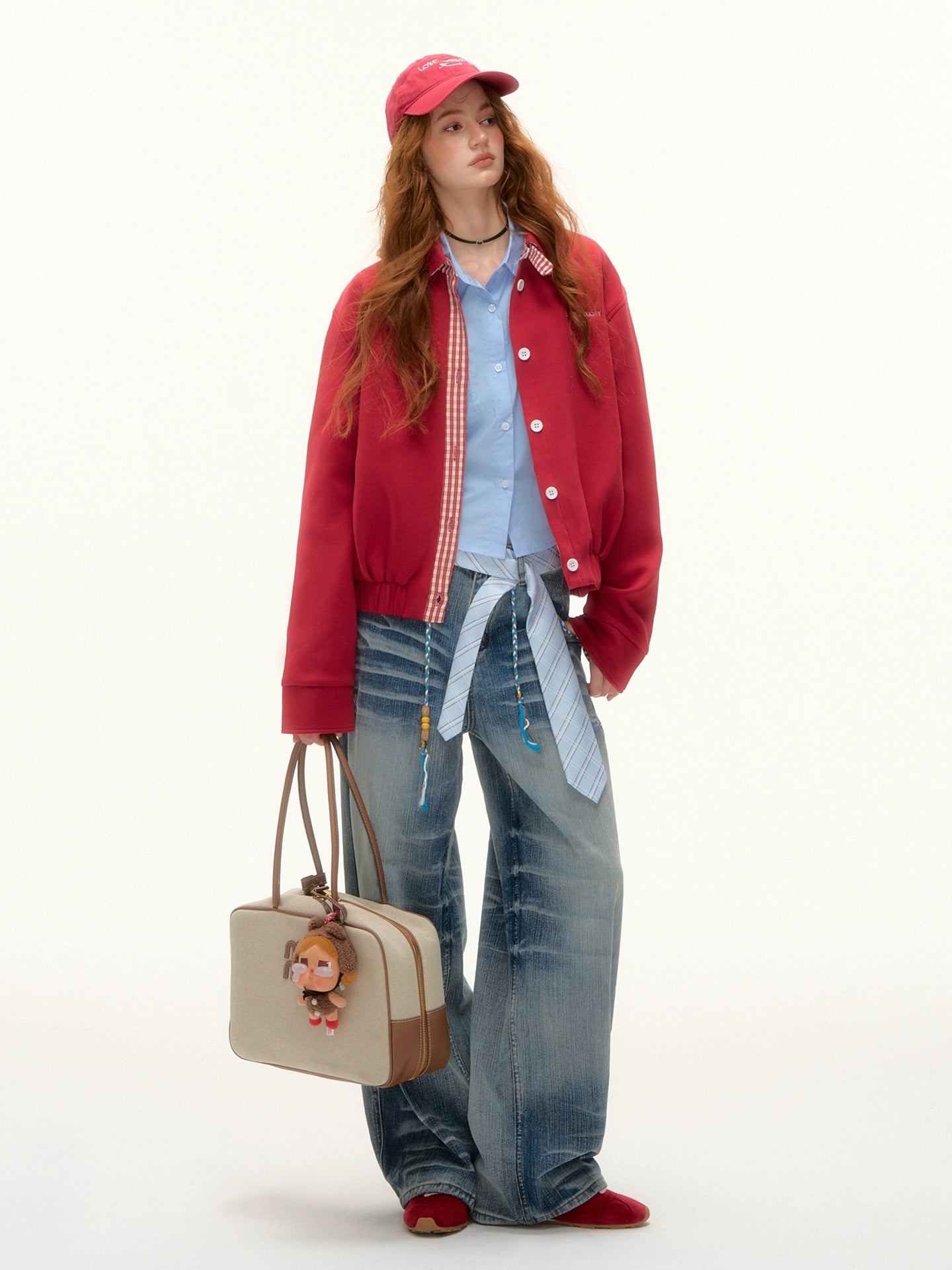 Red Plaid Collar Jacket