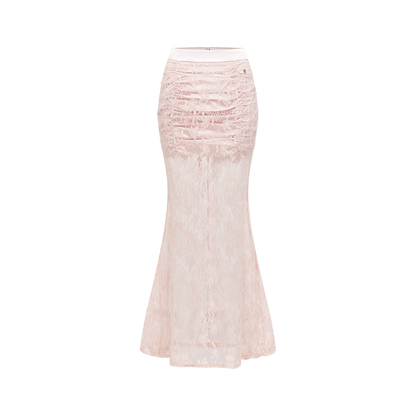 Lace Satin Boned Two-Piece Set