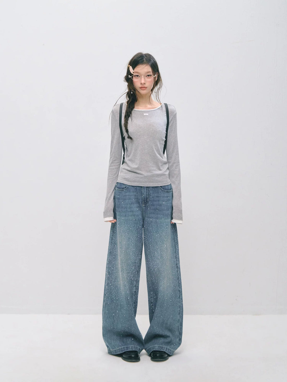 Vintage Rhinestone Straight Jeans