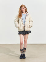 Jacquard Fleece High-neck Oversized Jacket