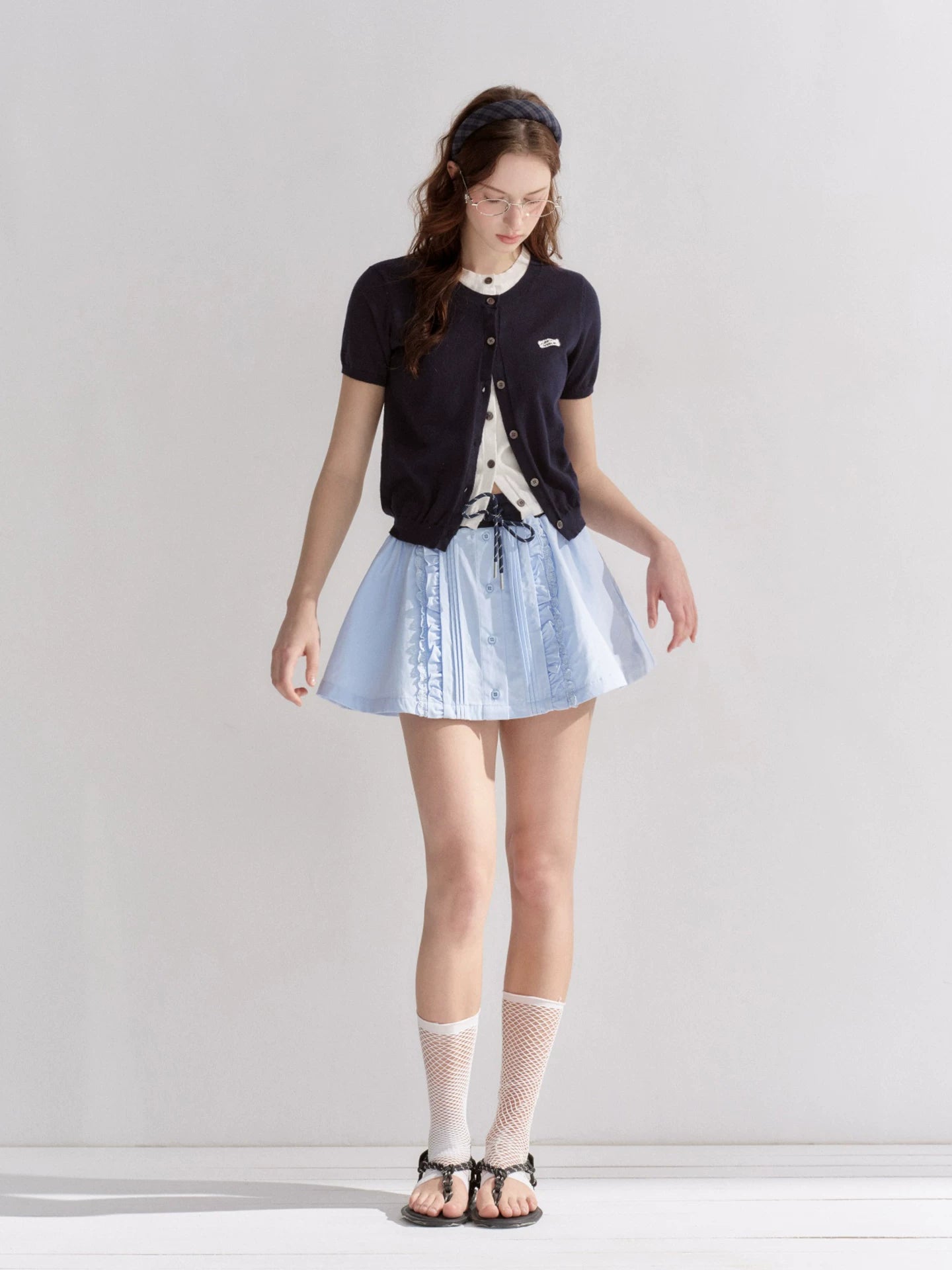 Ruffle Drawstring Mini Skirt