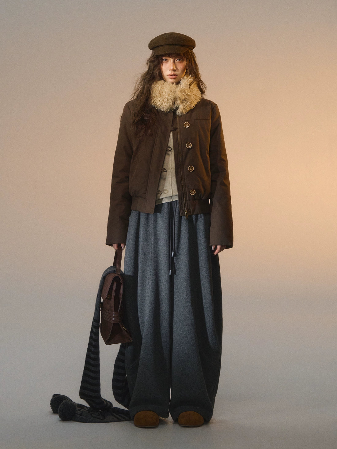 Detachable Fur Collar Fitted Down Jacket