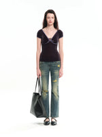 Leopard Print Deep V Tee