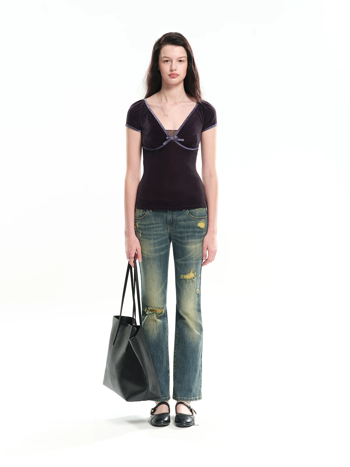 Leopard Print Deep V Tee