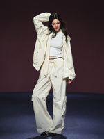 Neckline Tie Striped Sun-Protective Jacket & Pants Set