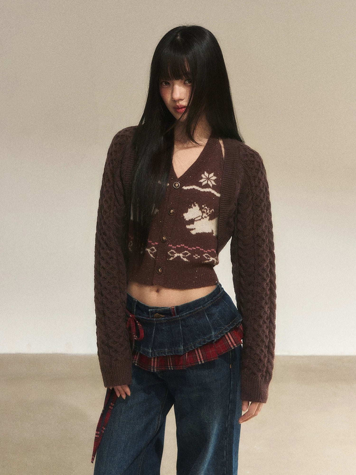 Fair Isle Jacquard Halter 2-Piece Set