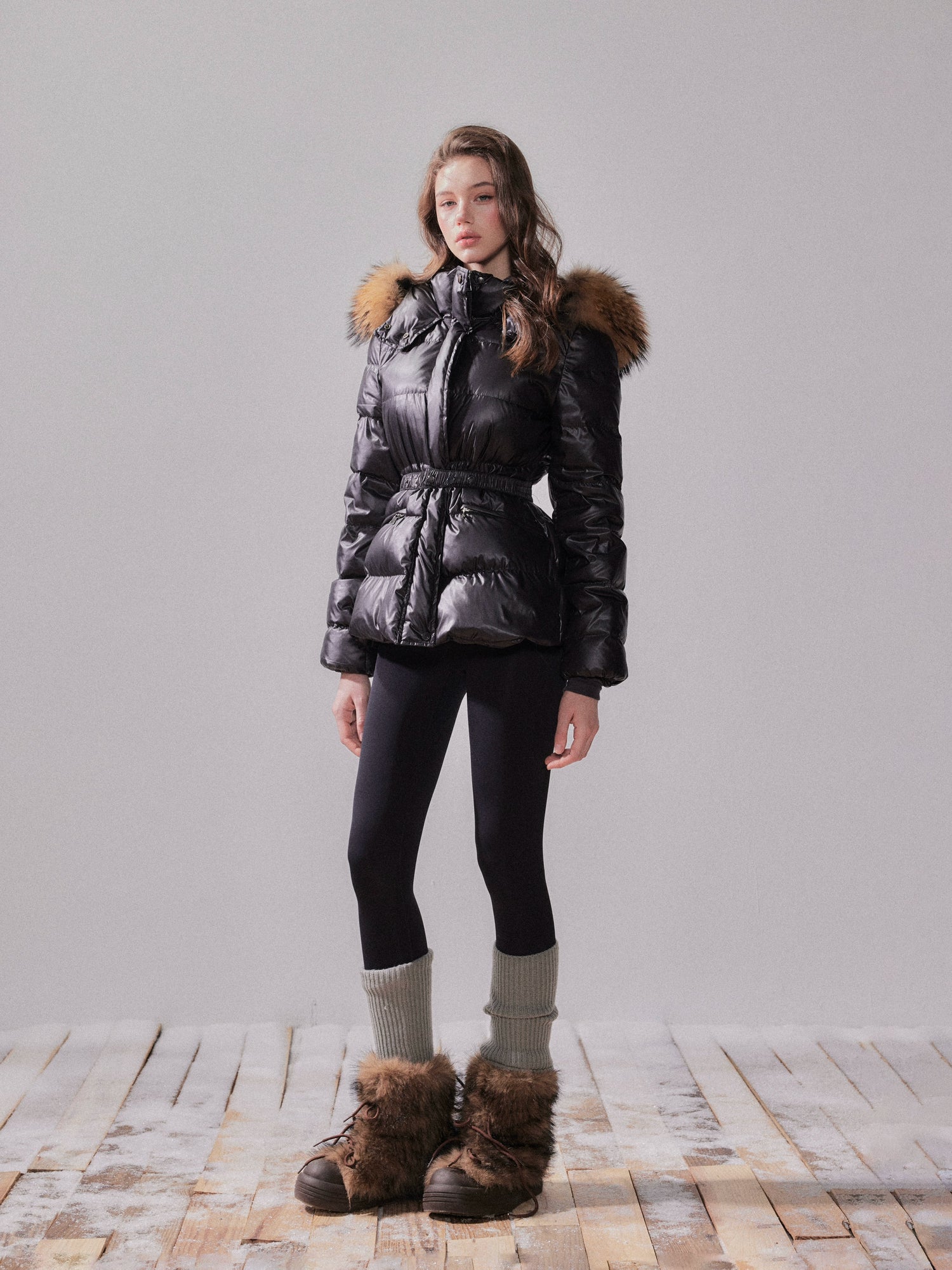 Fox Fur Large Collar Hooded Short Down Jacket