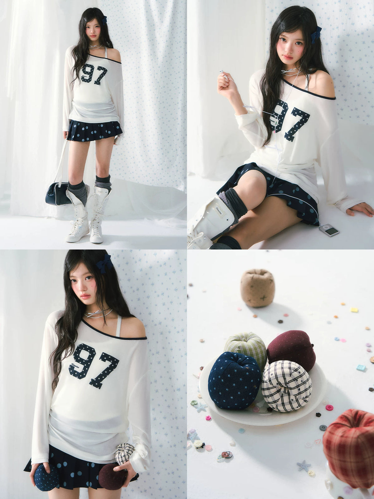 Numeric Print One-Shoulder Tee