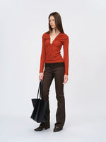 Orange Ruffled Lace Blouse