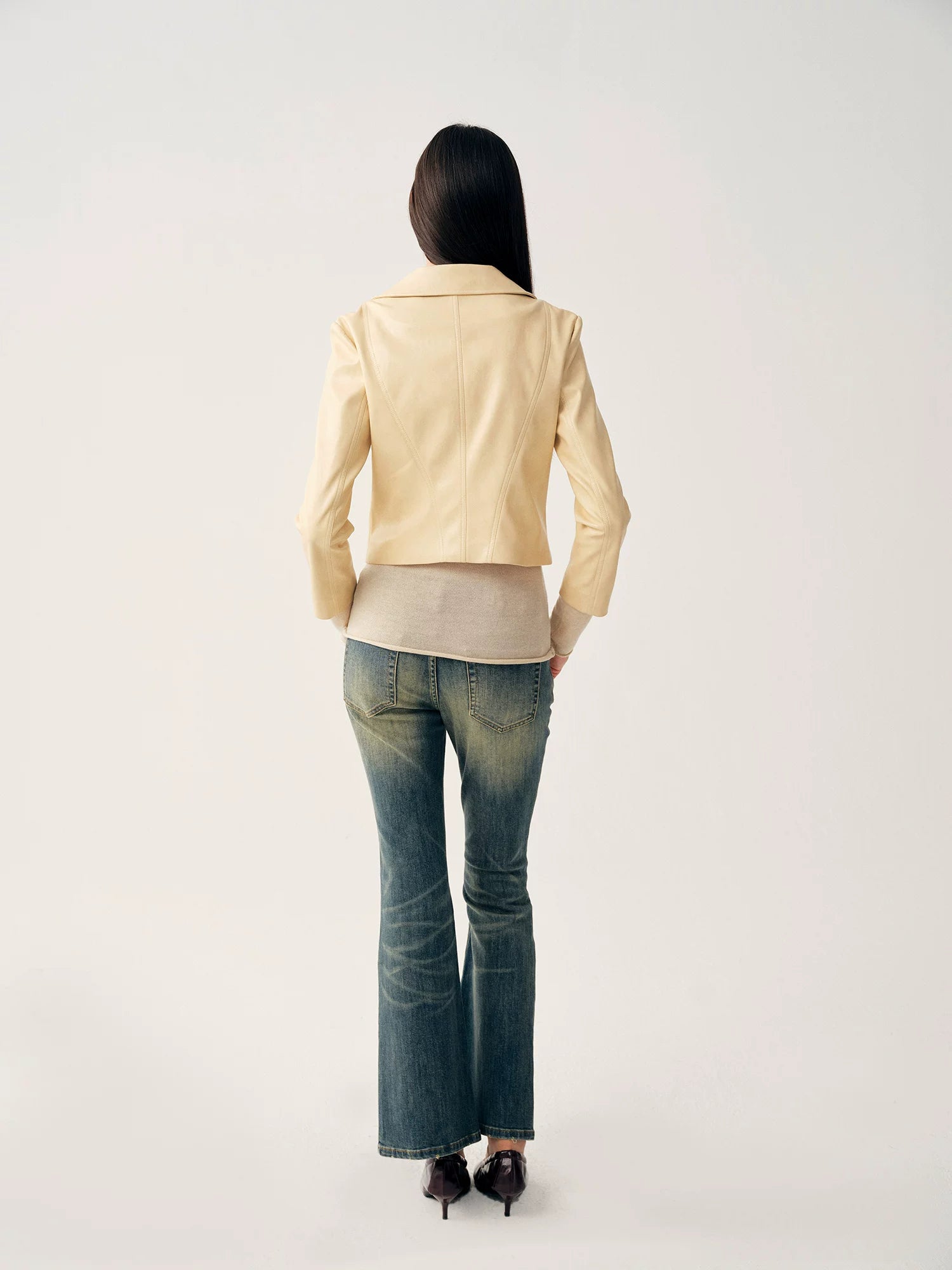 Pale Yellow PU Jacket
