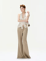 Draped Satin Flared Pants