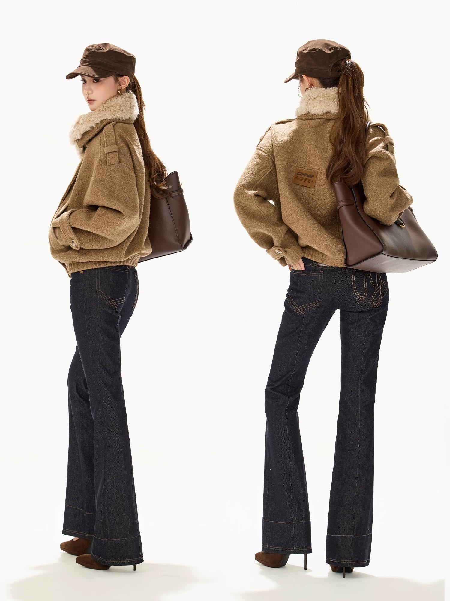 Asymmetric Fur Collar Coat