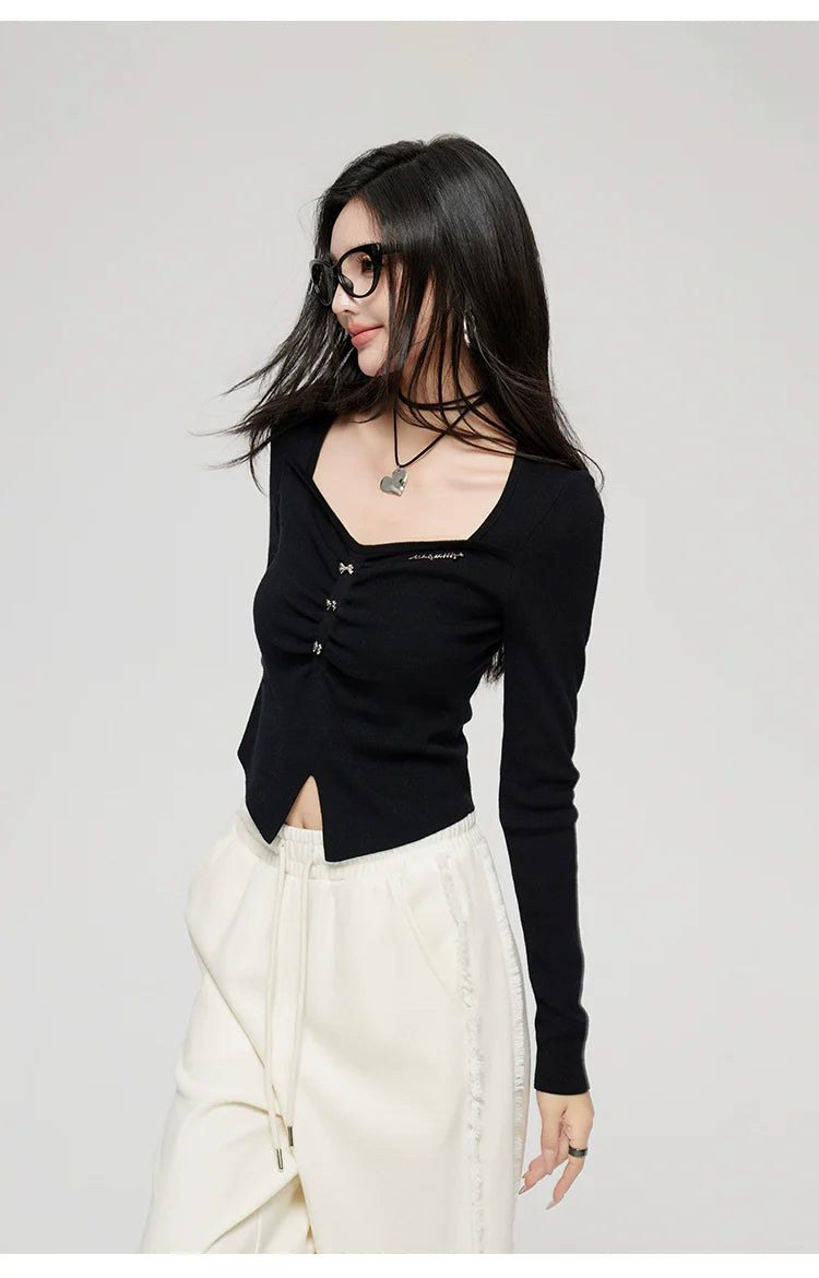 Black &amp; White Wide Neckline Sweater