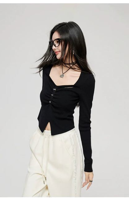 Black &amp; White Wide Neckline Sweater