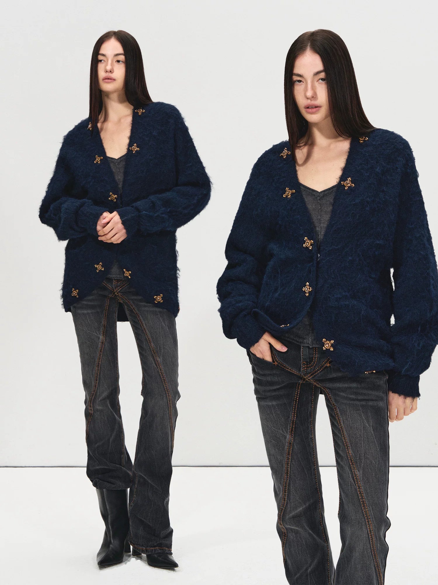 Beaded Alpaca Knit Cardigan