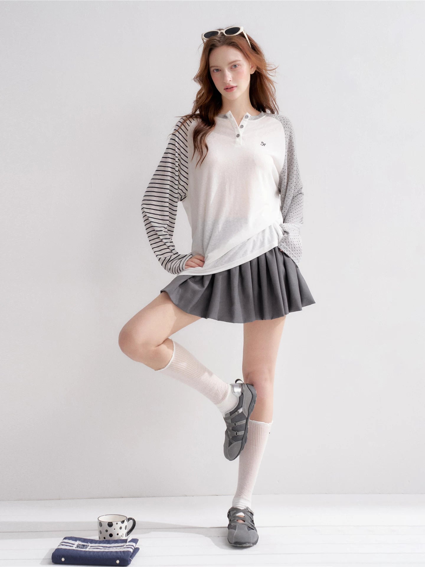 Raglan Henley Long Sleeve Top