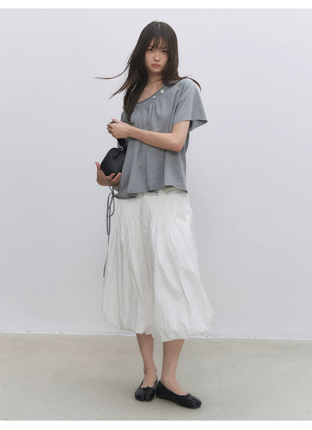 Shell Button Off-Shoulder Top