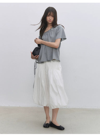 Shell Button Off-Shoulder Top