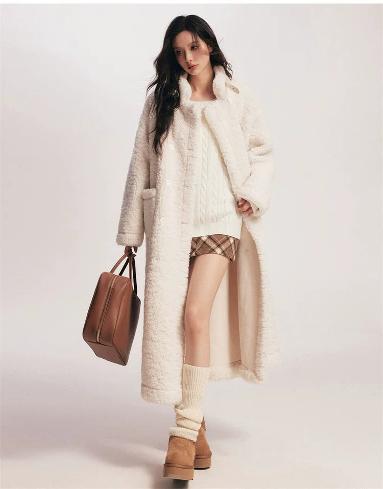 White Fleece Longline Coat